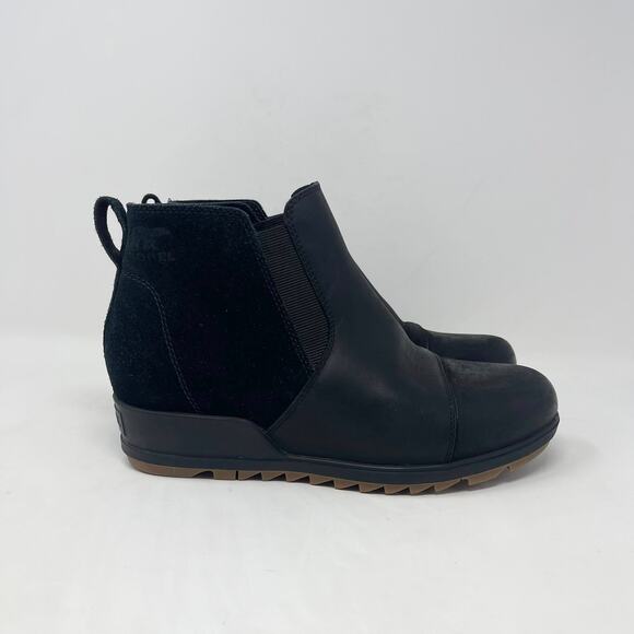 Sorel Evie Ankle Boot Womens 11 Black‎ Leather Slip-On Winter Snow NL3816-010 - Picture 2 of 10